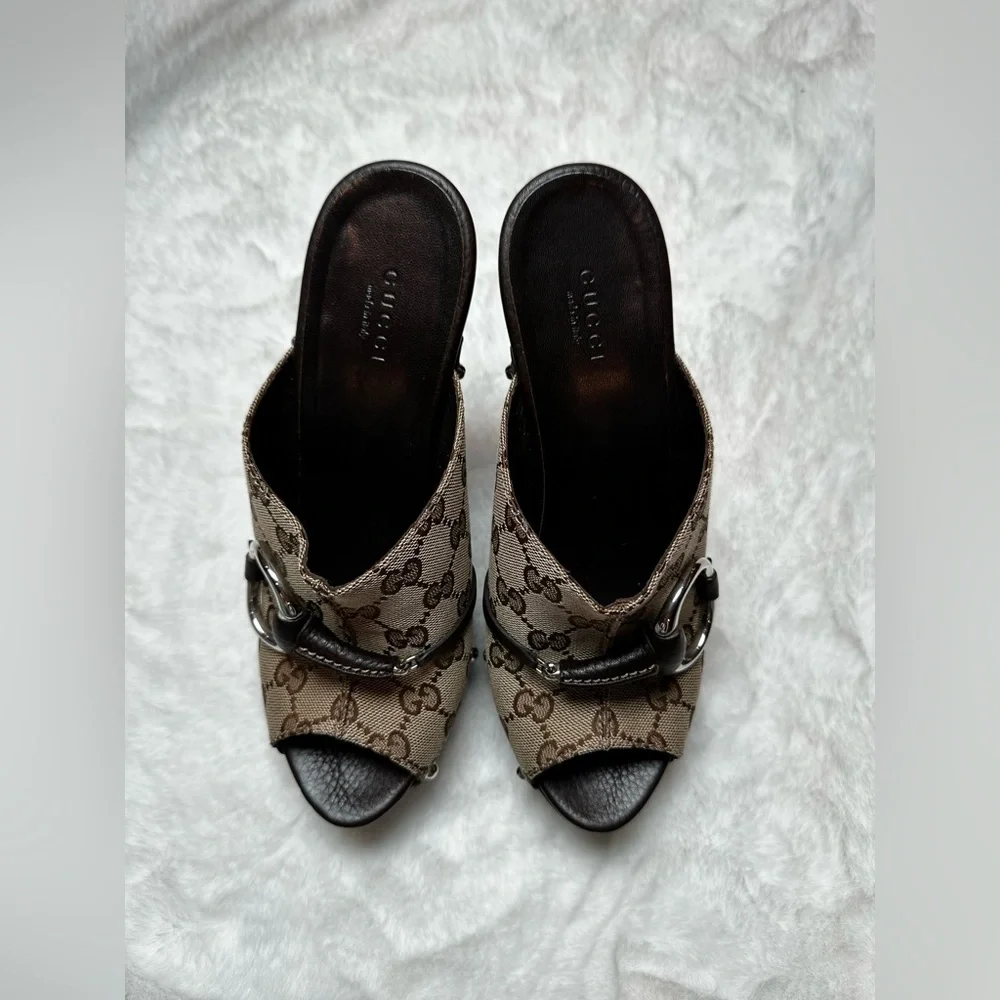 Gucci Women's Brown Monogram Mules - Picture 7 of 17